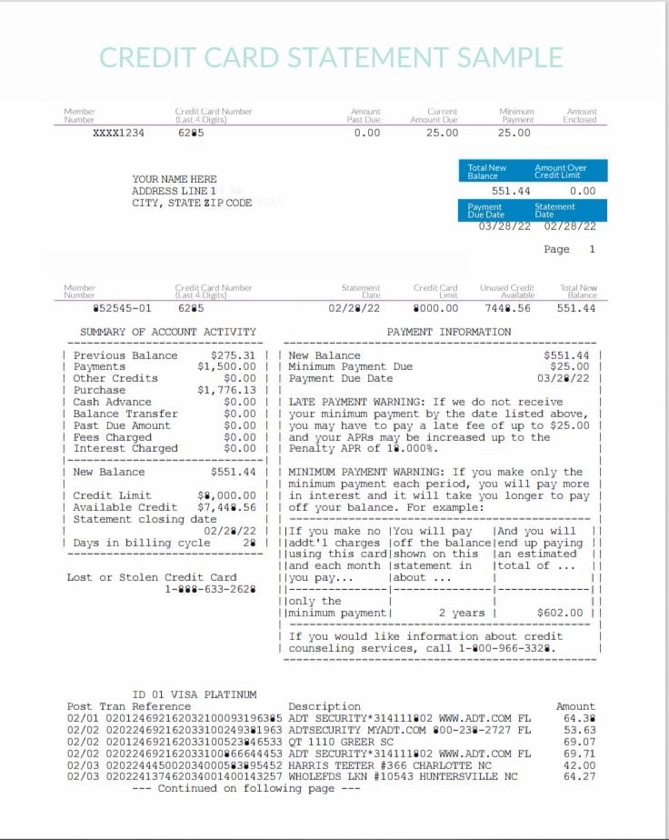 How To Read And Understand Credit Card Statements 9387